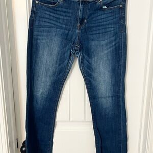 Express Barely Boot Mid Rise Jeans - Dark Blue